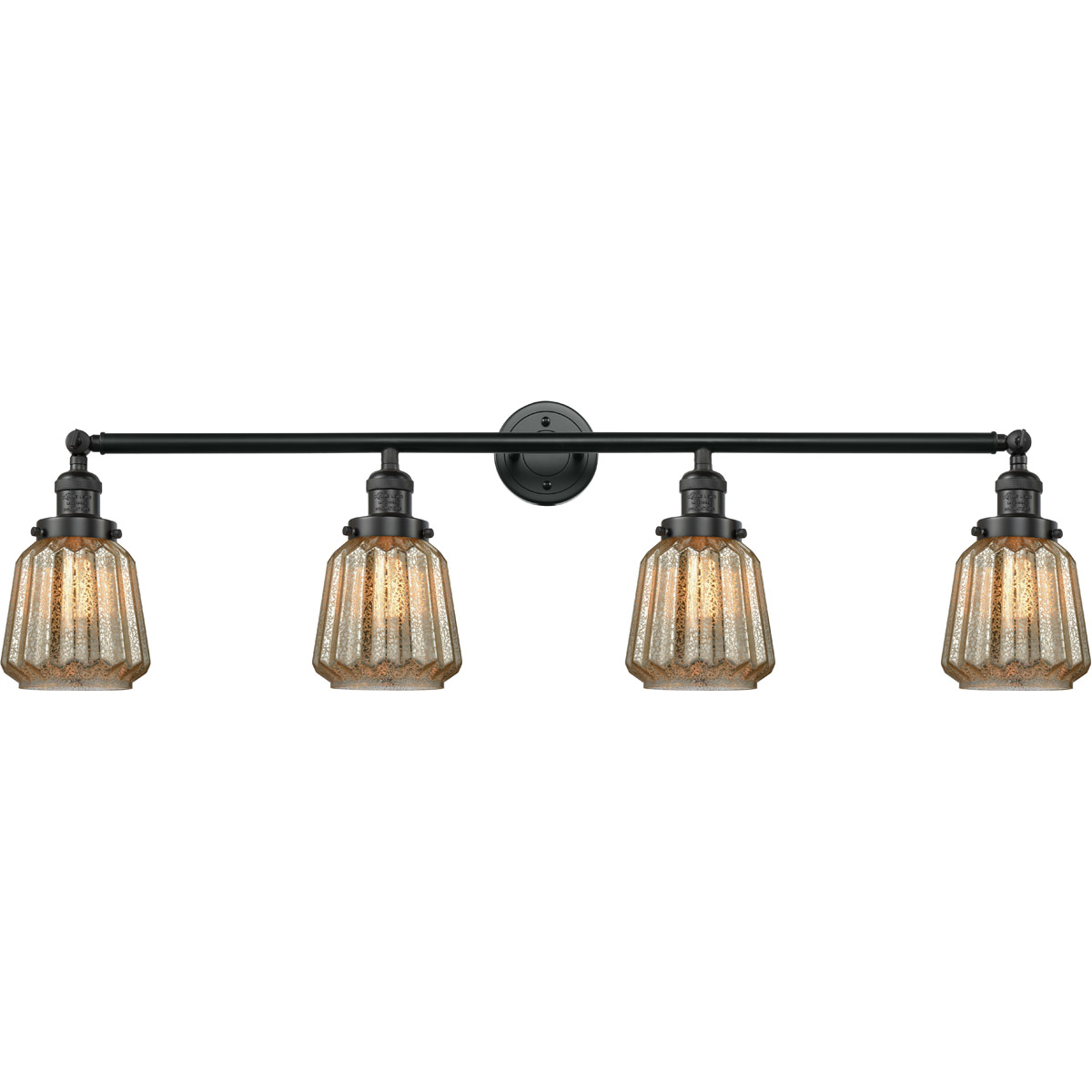 Innovations Lighting 215-BK-G146-LED Franklin Restoration Chatham LED 42 inch Matte Black Bath Vanity Light Wall Light in Mercury Glass, Franklin Rest