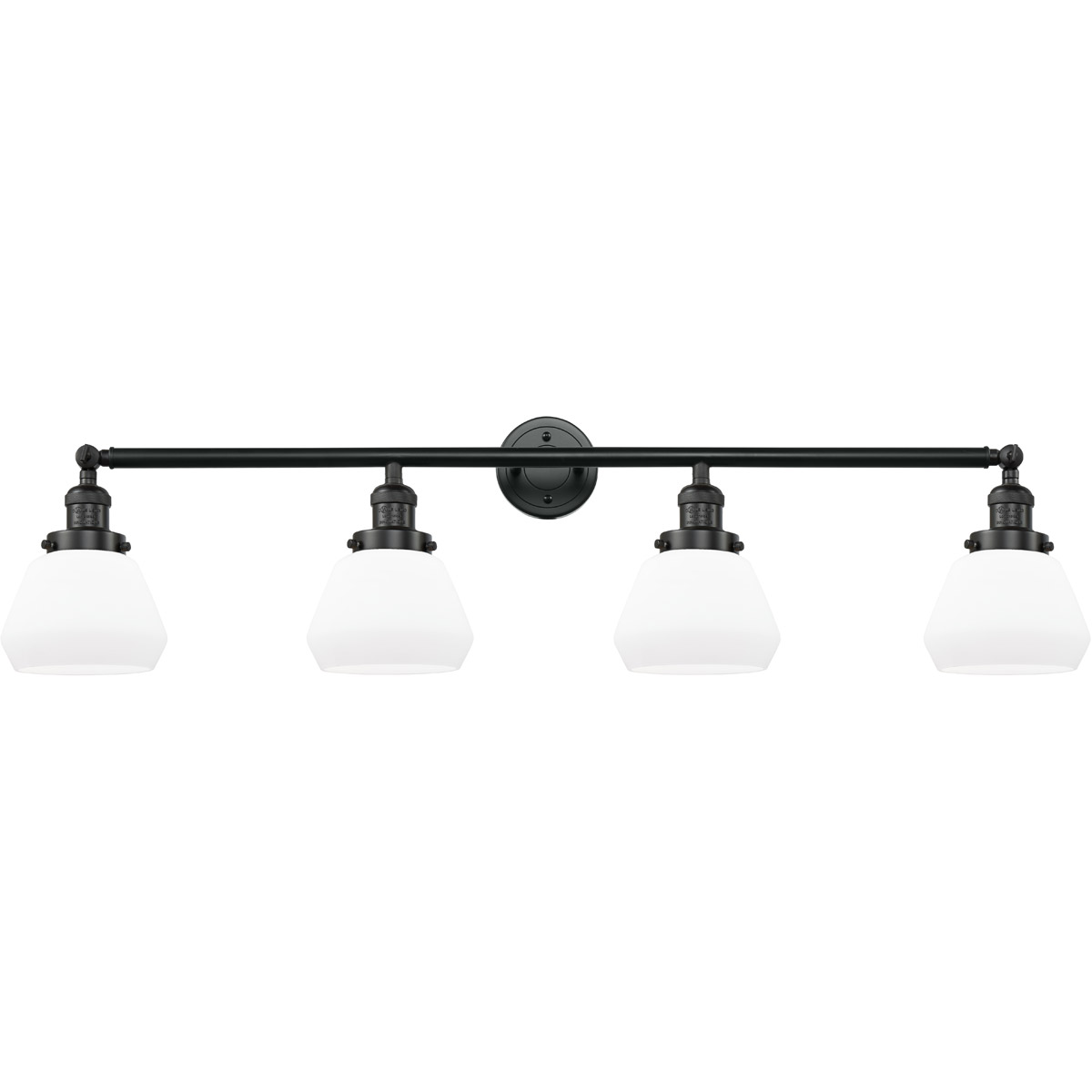 Innovations Lighting 215-BK-G171 Franklin Restoration Fulton 4 Light 43 inch Matte Black Bath Vanity Light Wall Light in Matte White Glass, Franklin R