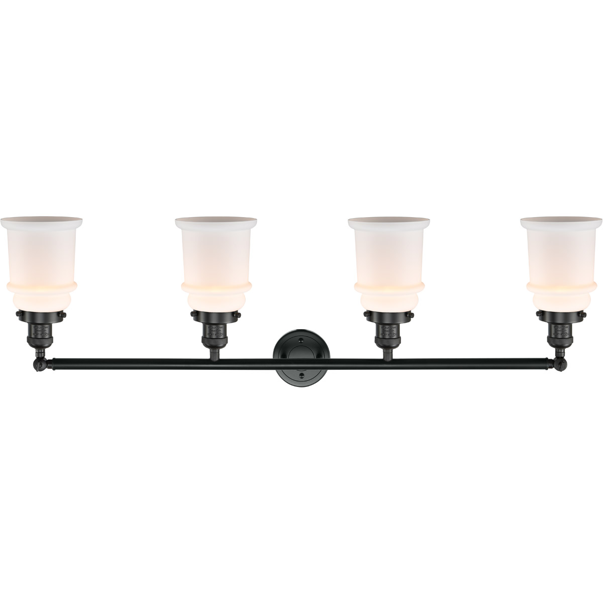 Innovations Lighting 215-BK-G181-LED Franklin Restoration Canton LED 42 inch Matte Black Bath Vanity Light Wall Light in Matte White Glass, Franklin R