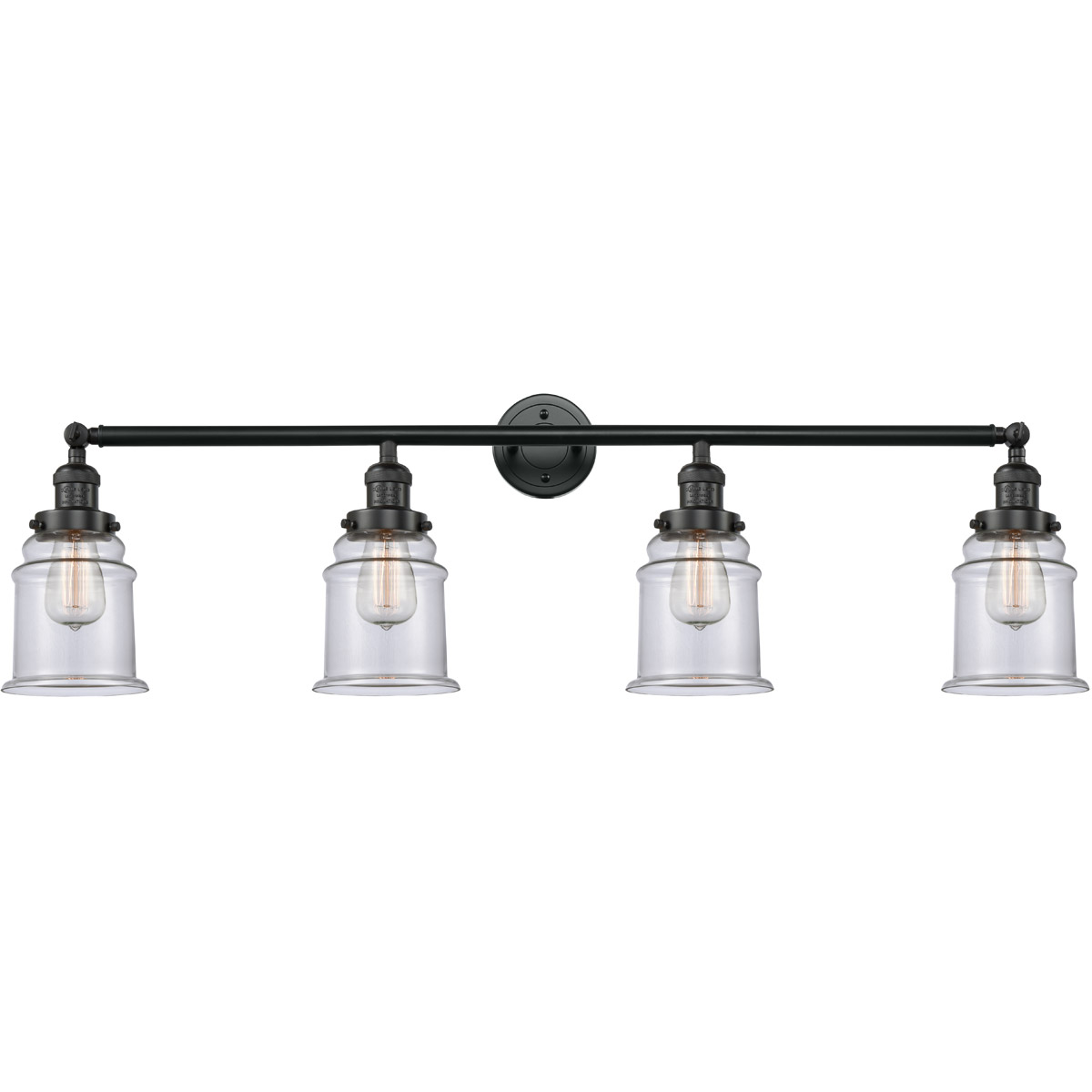 Innovations Lighting 215-BK-G182-LED Franklin Restoration Canton LED 42 inch Matte Black Bath Vanity Light Wall Light in Clear Glass, Franklin Restora