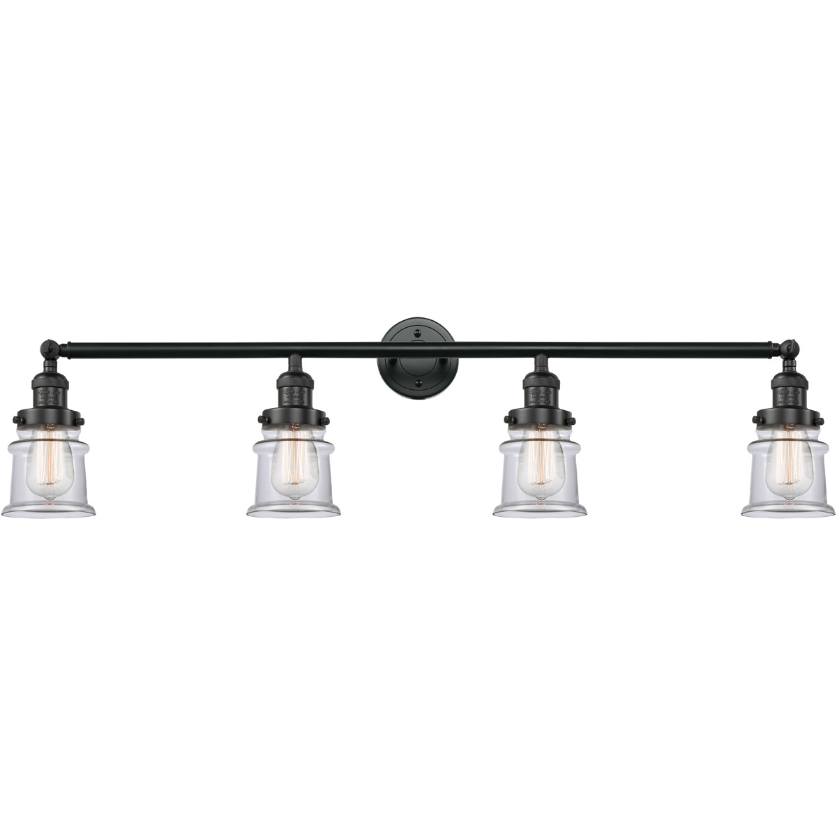 Innovations Lighting 215-BK-G182S Franklin Restoration Small Canton 4 Light 42 inch Matte Black Bath Vanity Light Wall Light in Clear Glass, Franklin