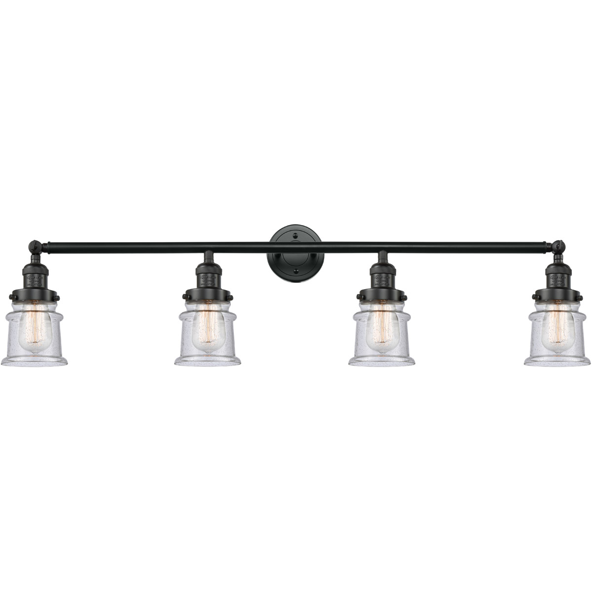 Innovations Lighting 215-BK-G184S-LED Franklin Restoration Small Canton LED 42 inch Matte Black Bath Vanity Light Wall Light in Seedy Glass, Franklin