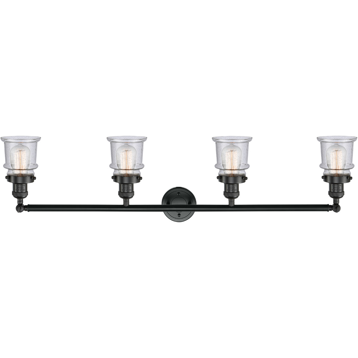 Innovations Lighting 215-BK-G184S Franklin Restoration Small Canton 4 Light 42 inch Matte Black Bath Vanity Light Wall Light in Seedy Glass, Franklin