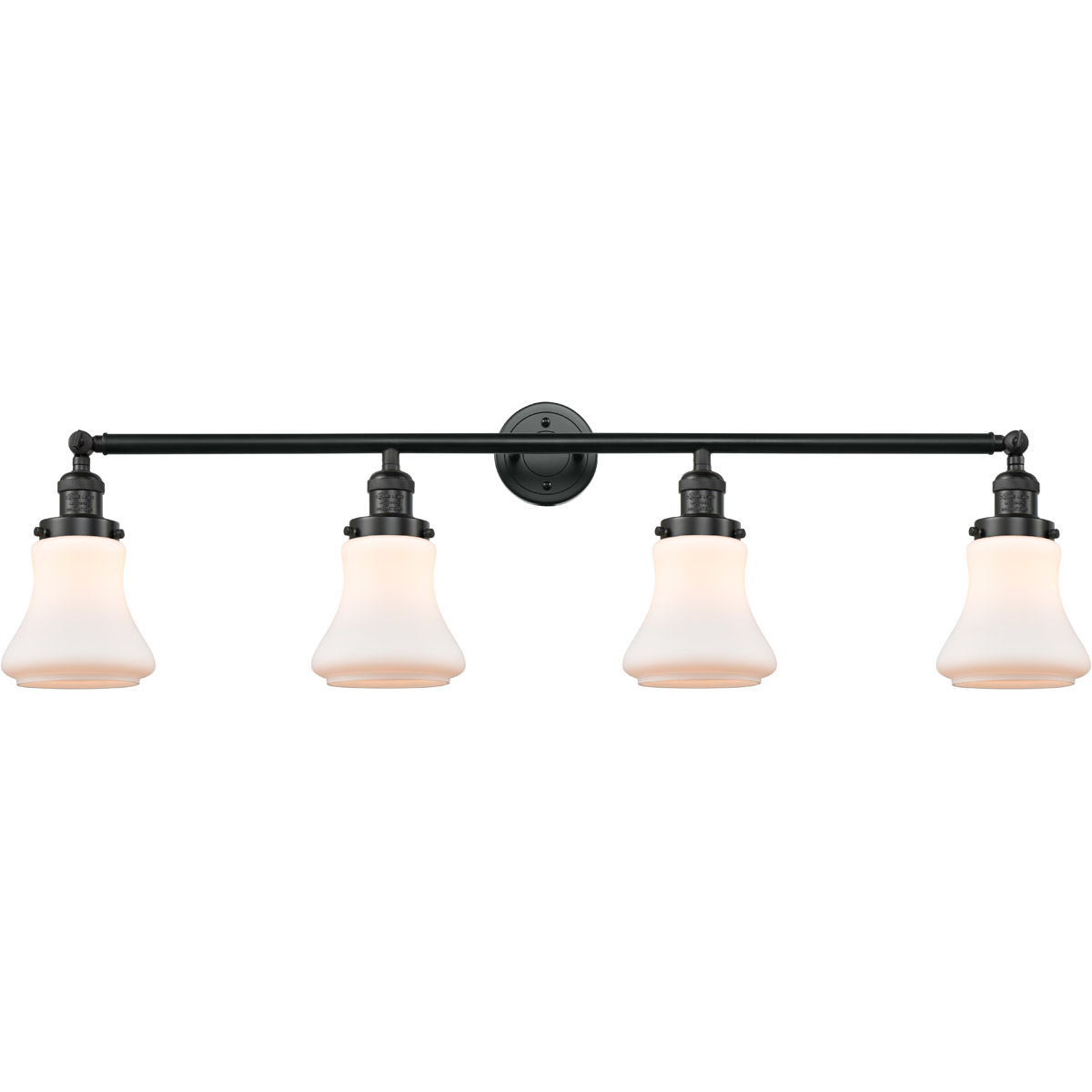Innovations Lighting 215-BK-G191 Franklin Restoration Bellmont 4 Light 42 inch Matte Black Bath Vanity Light Wall Light in Matte White Glass, Franklin