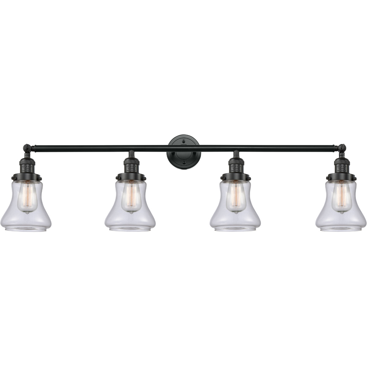 Innovations Lighting 215-BK-G192 Franklin Restoration Bellmont 4 Light 42 inch Matte Black Bath Vanity Light Wall Light in Clear Glass, Franklin Resto