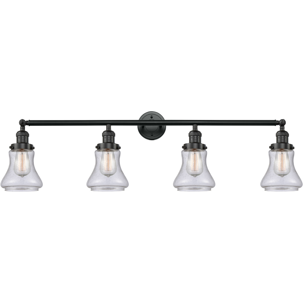Innovations Lighting 215-BK-G194-LED Franklin Restoration Bellmont LED 42 inch Matte Black Bath Vanity Light Wall Light in Seedy Glass, Franklin Resto