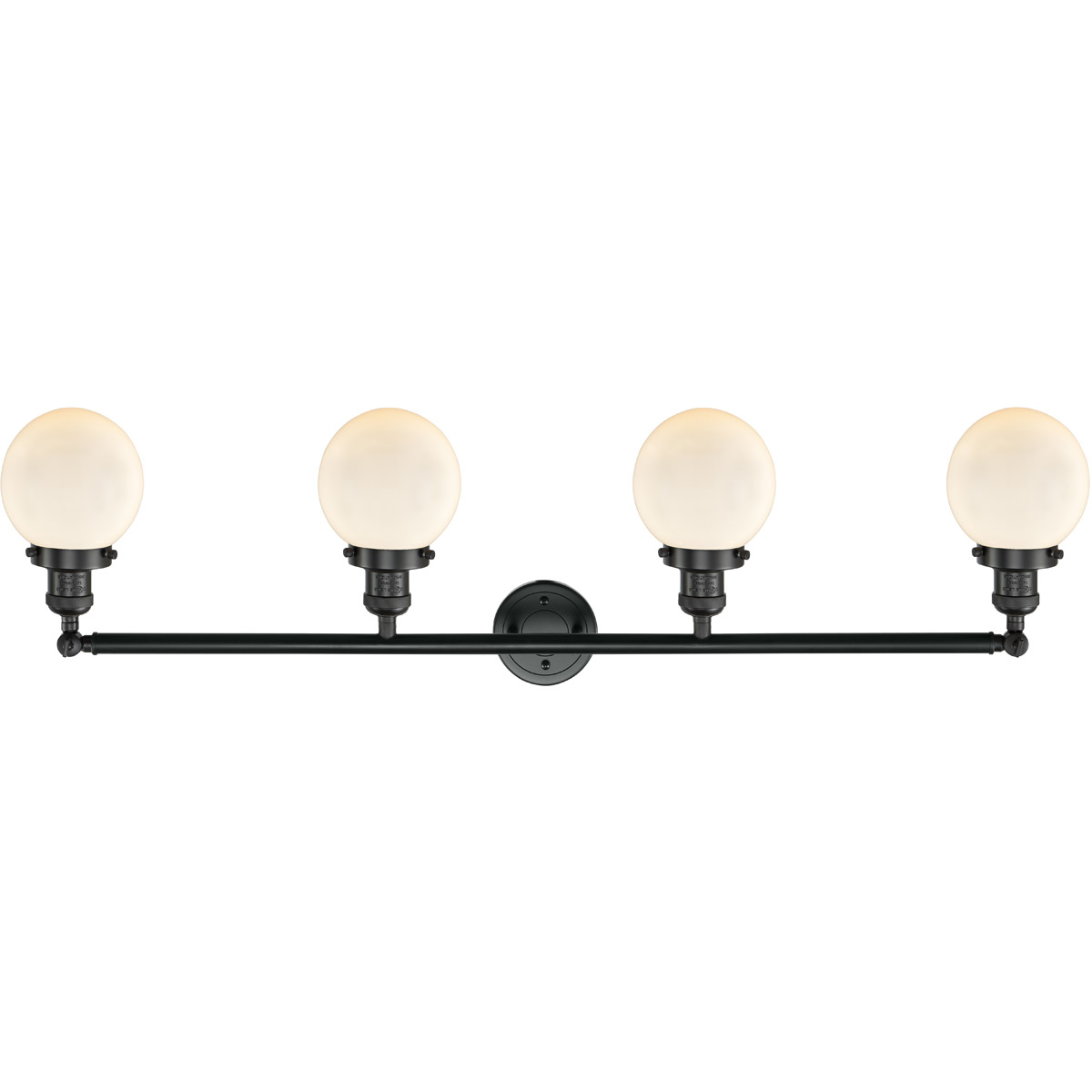 Innovations Lighting 215-BK-G201-6-LED Franklin Restoration Beacon LED 42 inch Matte Black Bath Vanity Light Wall Light in Matte White Glass, Franklin