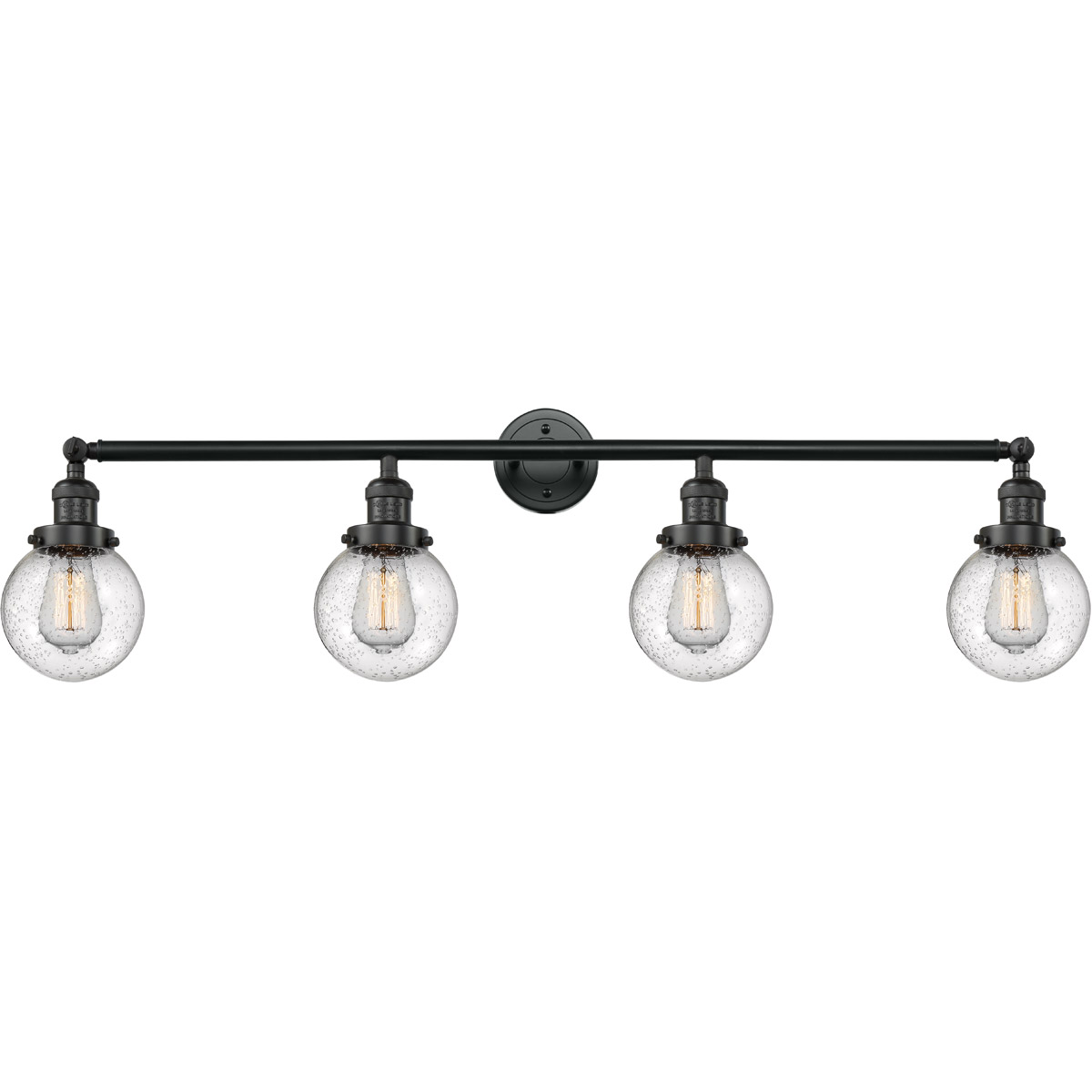 Innovations Lighting 215-BK-G204-6-LED Franklin Restoration Beacon LED 42 inch Matte Black Bath Vanity Light Wall Light in Seedy Glass, Franklin Resto