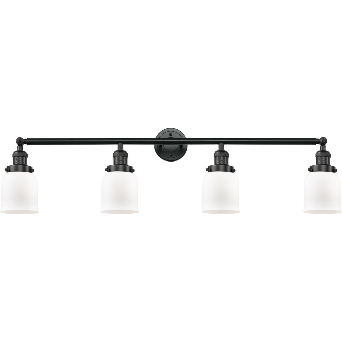 Innovations Lighting 215-BK-G51-LED Franklin Restoration Small Bell LED 42 inch Matte Black Bath Vanity Light Wall Light in Matte White Glass, Frankli
