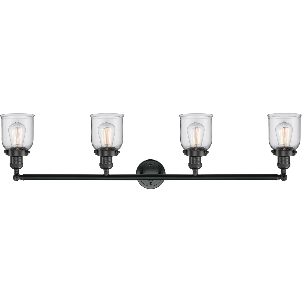 Innovations Lighting 215-BK-G52-LED Franklin Restoration Small Bell LED 42 inch Matte Black Bath Vanity Light Wall Light in Clear Glass, Franklin Rest