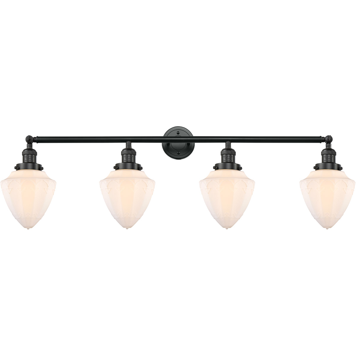 Innovations Lighting 215-BK-G661-7 Franklin Restoration Bullet 4 Light 46 inch Matte Black Bath Vanity Light Wall Light