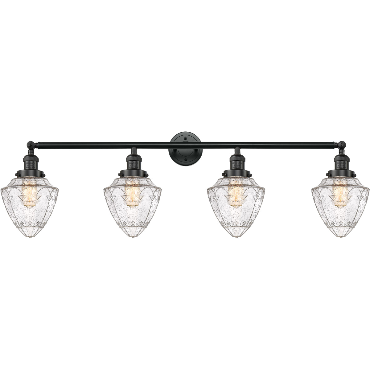 Innovations Lighting 215-BK-G664-7 Franklin Restoration Bullet 4 Light 46 inch Matte Black Bath Vanity Light Wall Light