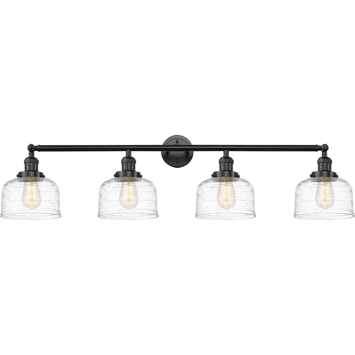 Innovations Lighting 215-BK-G713 Franklin Restoration Bell 4 Light 44 inch Matte Black Bath Vanity Light Wall Light