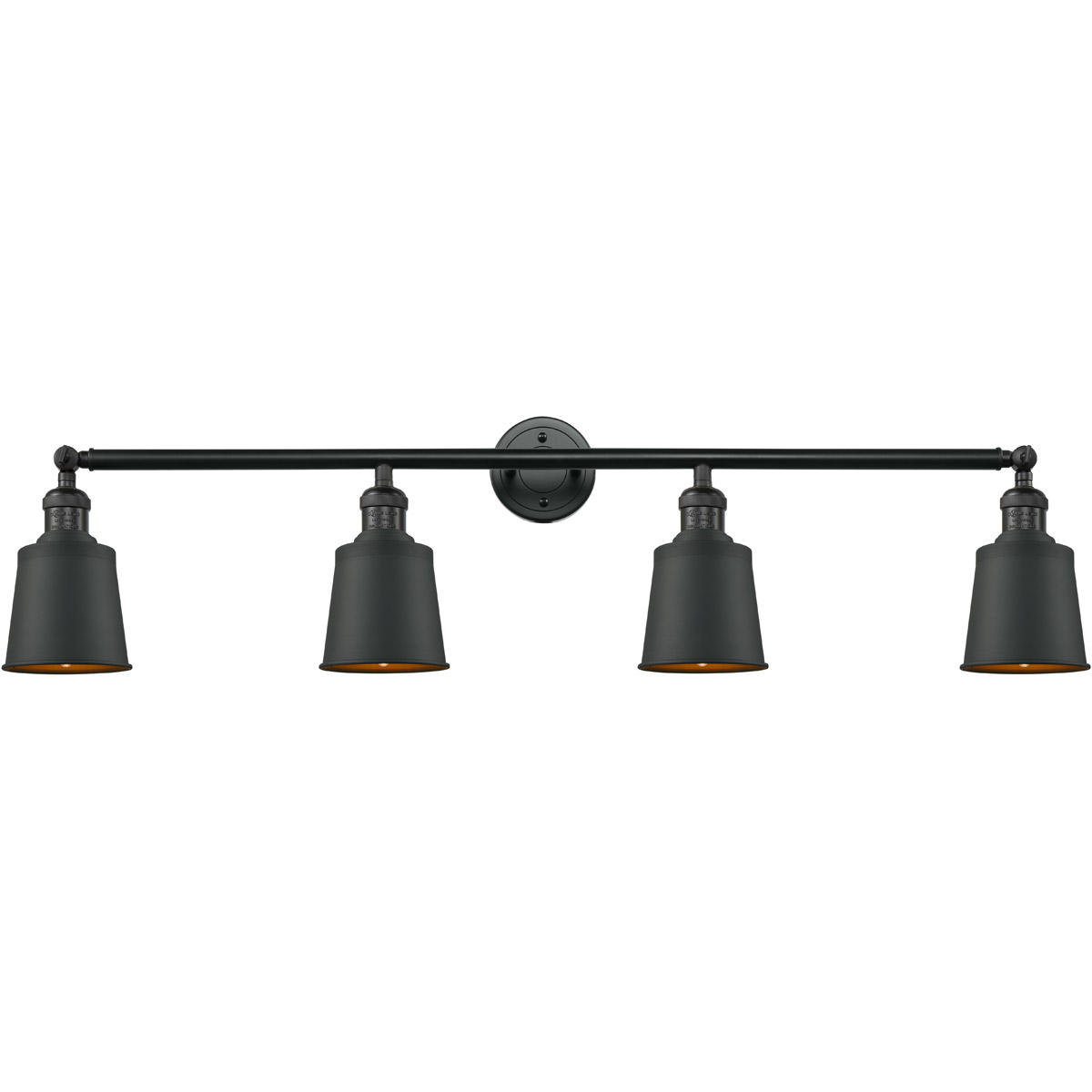 Innovations Lighting 215-BK-M9-BK Franklin Restoration Addison 4 Light 42 inch Matte Black Bath Vanity Light Wall Light, Franklin Restoration