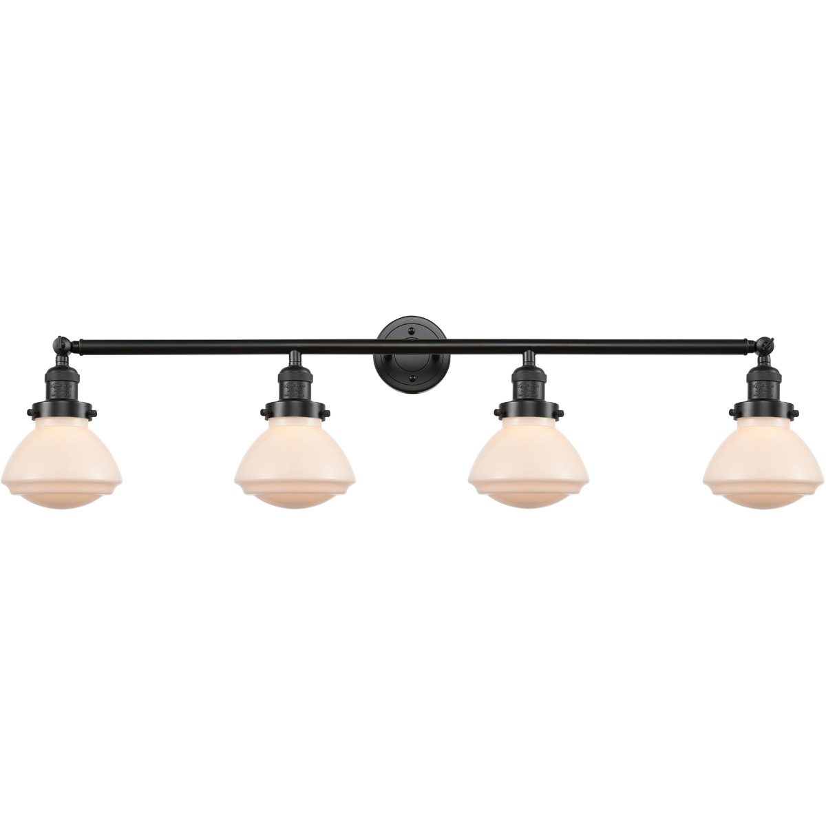 Innovations Lighting 215-OB-G321 Franklin Restoration Olean 4 Light 43 inch Oil Rubbed Bronze Bath Vanity Light Wall Light in Matte White Glass, Frank