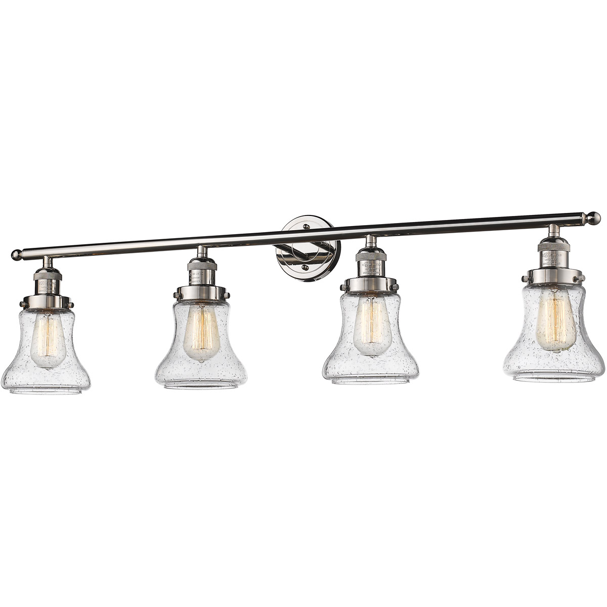 Innovations Lighting 215-PC-G194 Franklin Restoration Bellmont 4 Light 42 inch Polished Chrome Bath Vanity Light Wall Light in Seedy Glass, Franklin R