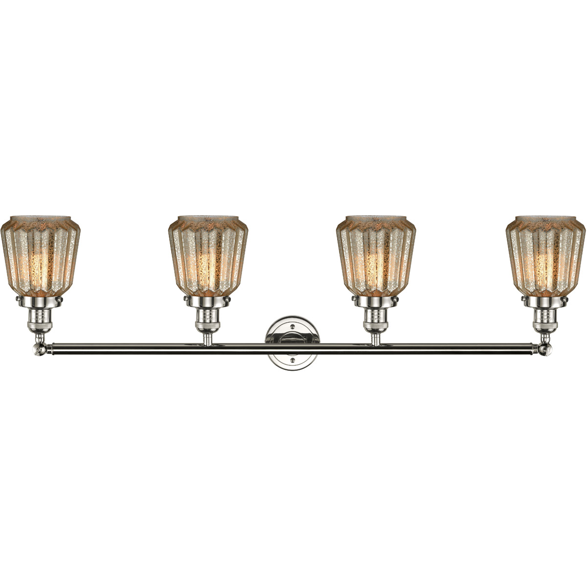 Innovations Lighting 215-PN-G146 Franklin Restoration Chatham 4 Light 42 inch Polished Nickel Bath Vanity Light Wall Light in Mercury Glass, Franklin 
