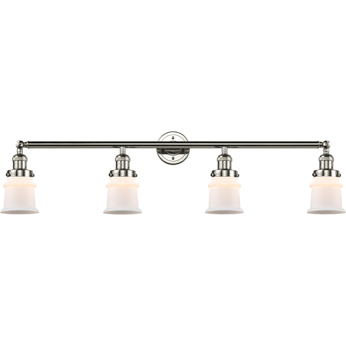 Innovations Lighting 215-PN-G181S Franklin Restoration Small Canton 4 Light 42 inch Polished Nickel Bath Vanity Light Wall Light in Matte White Glass,