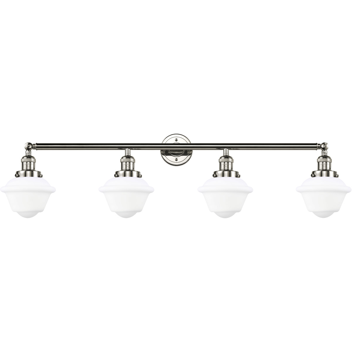 Innovations Lighting 215-PN-G531 Franklin Restoration Small Oxford 4 Light 46 inch Polished Nickel Bath Vanity Light Wall Light in Matte White Glass,