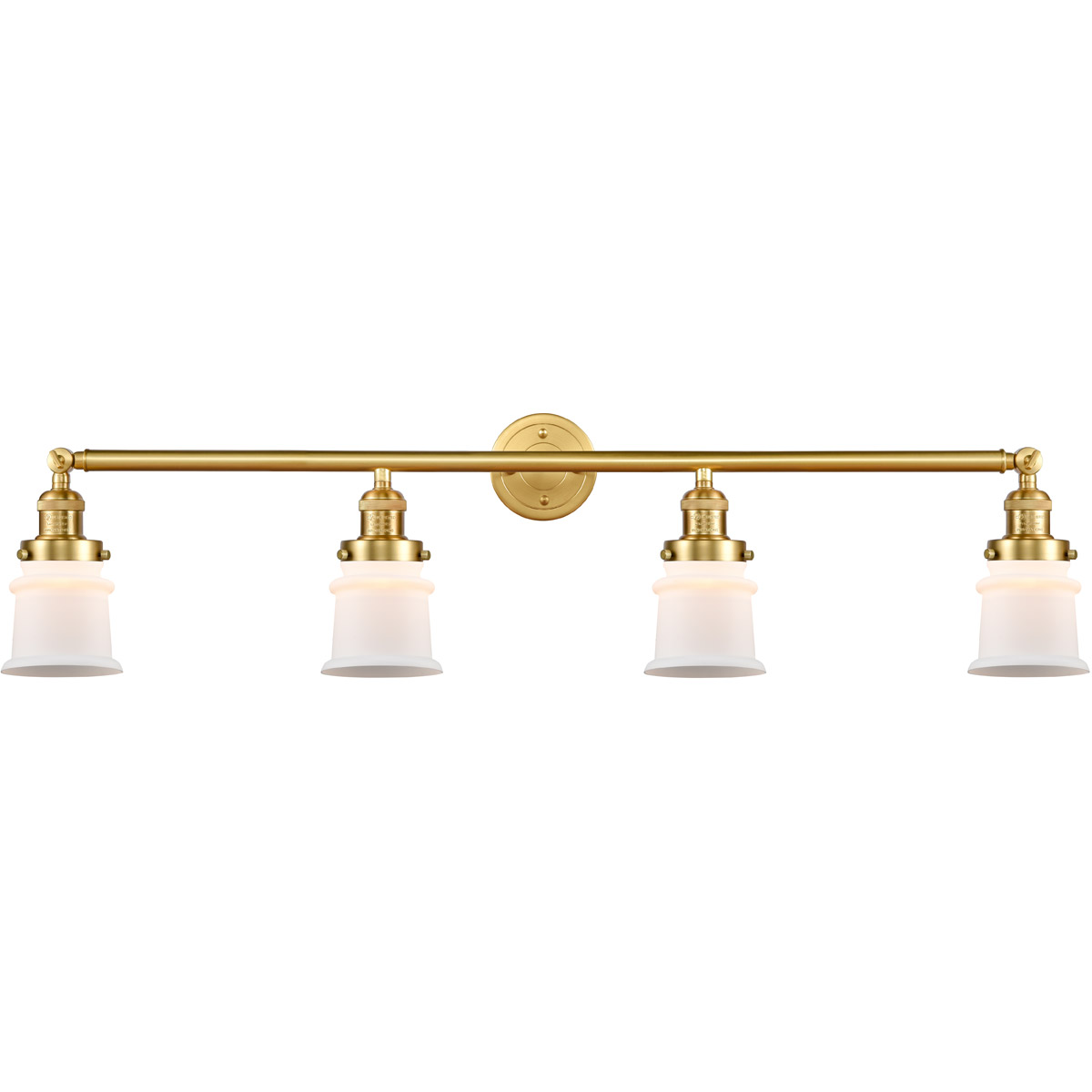 Innovations Lighting 215-SG-G181S Franklin Restoration Small Canton 4 Light 42 inch Satin Gold Bath Vanity Light Wall Light in Matte White Glass, Fran