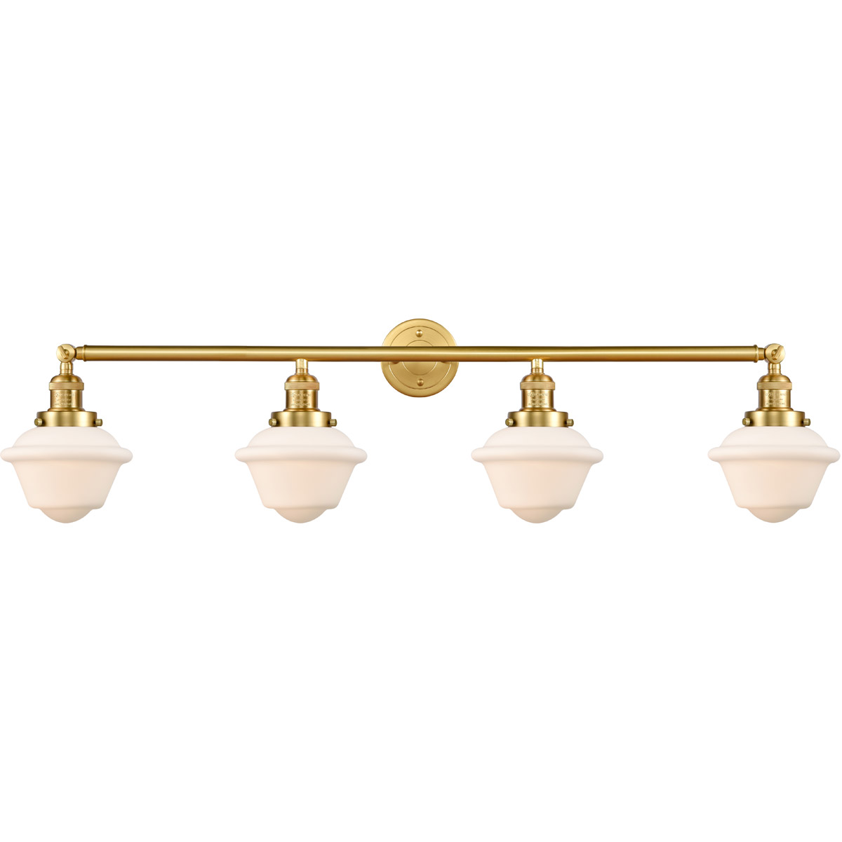 Innovations Lighting 215-SG-G531-LED Franklin Restoration Small Oxford LED 46 inch Satin Gold Bath Vanity Light Wall Light in Matte White Glass, Frank
