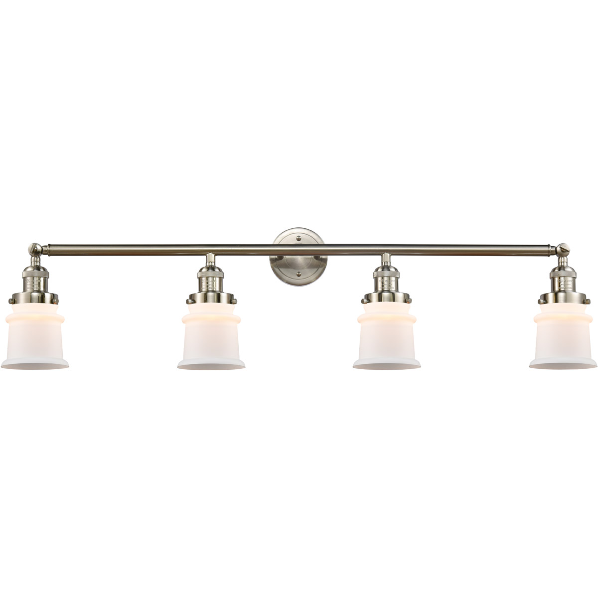 Innovations Lighting 215-SN-G181S Franklin Restoration Small Canton 4 Light 42 inch Brushed Satin Nickel Bath Vanity Light Wall Light in Matte White G