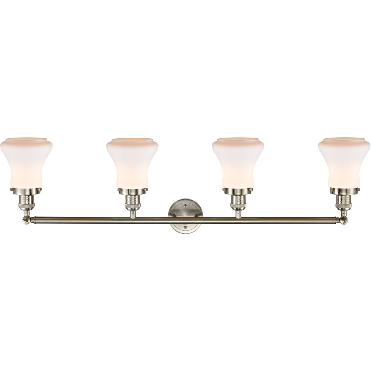 Innovations Lighting 215-SN-G191 Franklin Restoration Bellmont 4 Light 42 inch Brushed Satin Nickel Bath Vanity Light Wall Light in Matte White Glass,