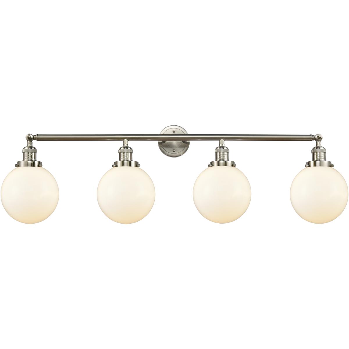 Innovations Lighting 215-SN-G201-8 Franklin Restoration Large Beacon 4 Light 44 inch Brushed Satin Nickel Bath Vanity Light Wall Light in Matte White