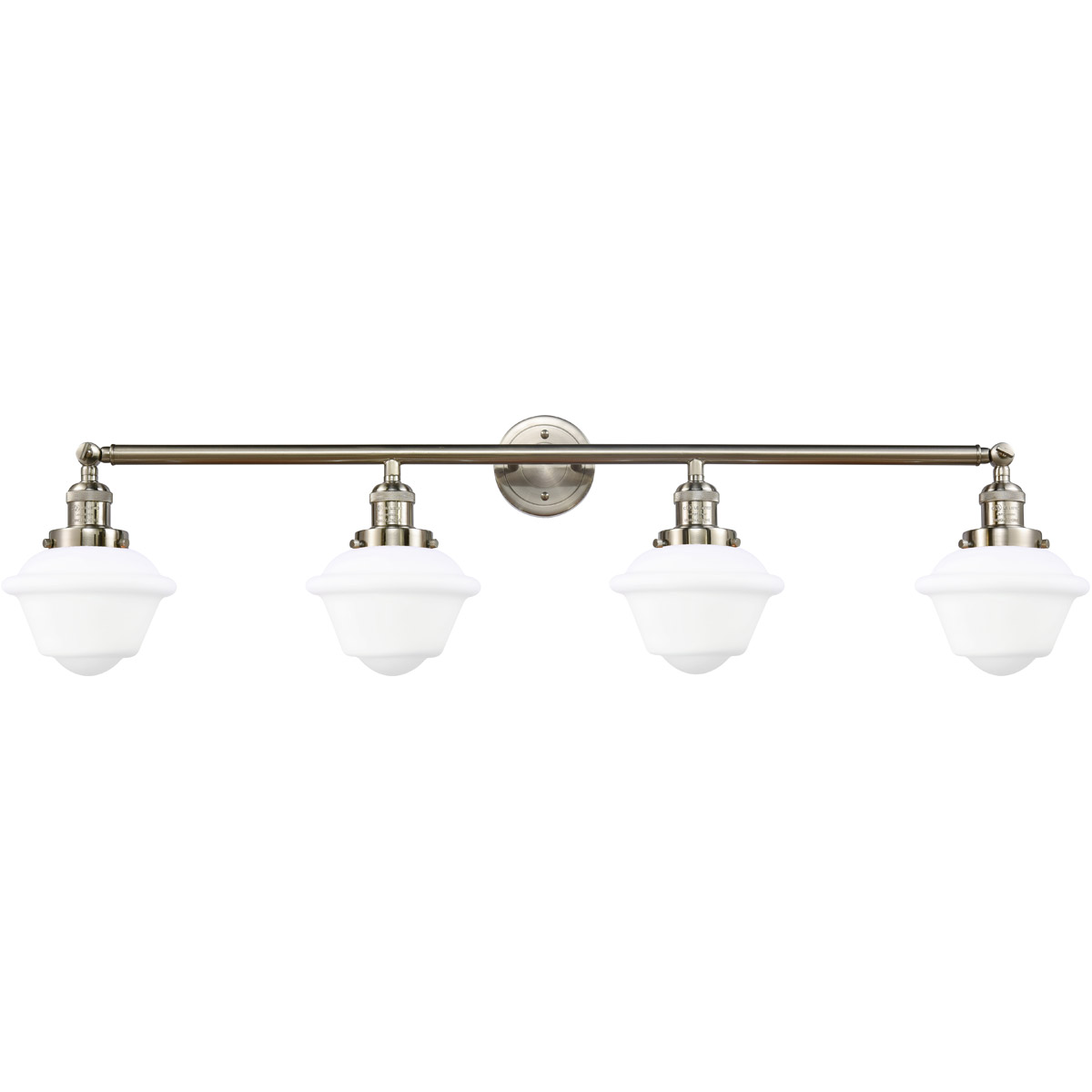 Innovations Lighting 215-SN-G531 Franklin Restoration Small Oxford 4 Light 46 inch Brushed Satin Nickel Bath Vanity Light Wall Light in Matte White Gl