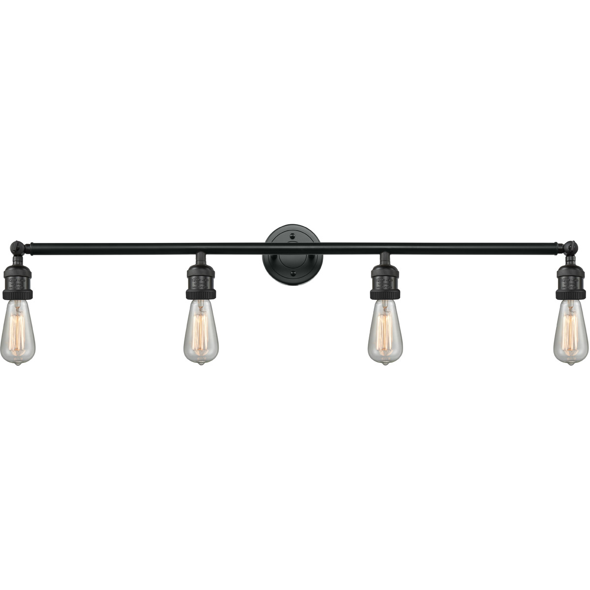 Innovations Lighting 215-BK Franklin Restoration Bare Bulb 4 Light 42 inch Matte Black Bath Vanity Light Wall Light