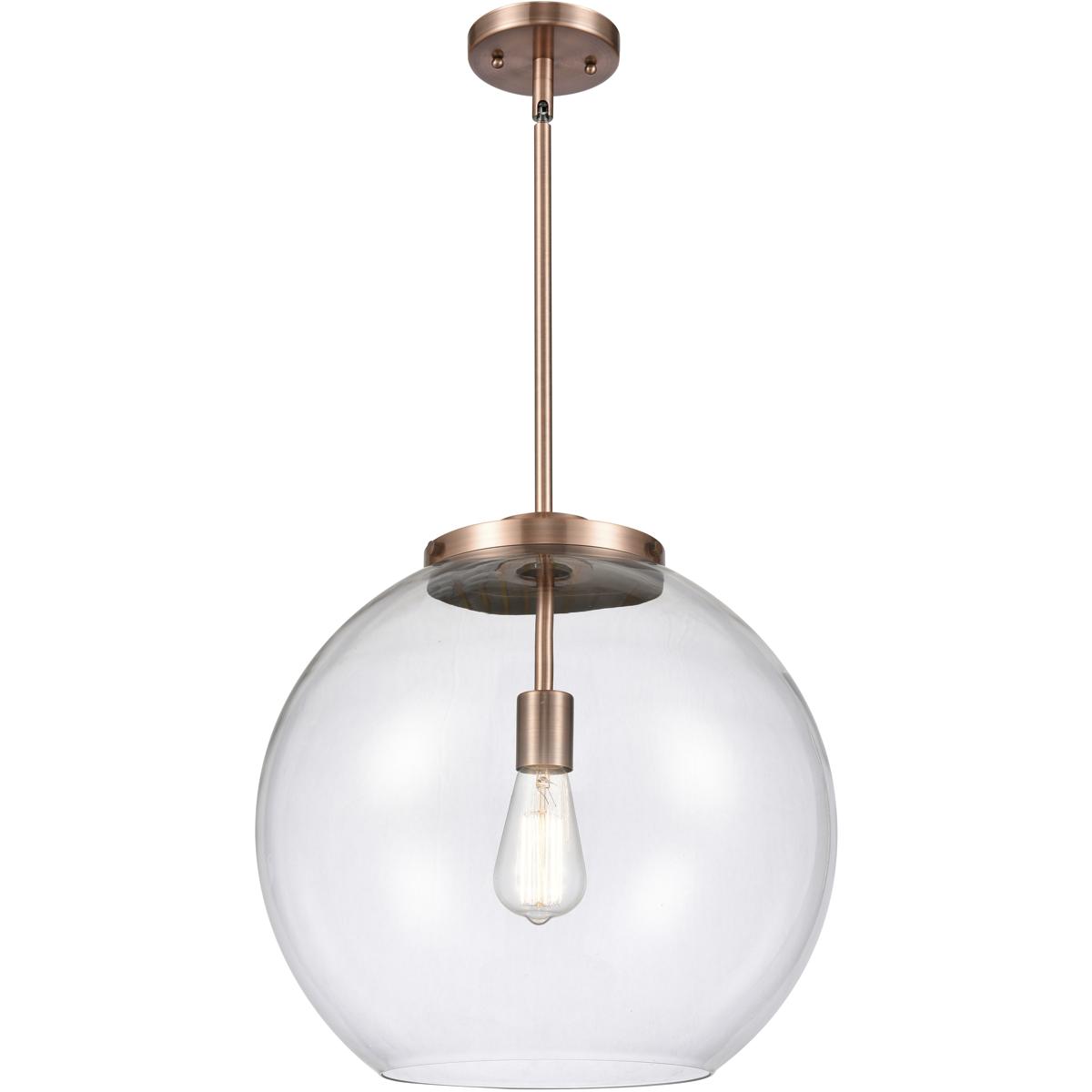 Innovations Lighting 221-1S-AC-G122-16 Ballston Athens 1 Light 15.75 inch Antique Copper Pendant Ceiling Light in Incandescent, Clear
