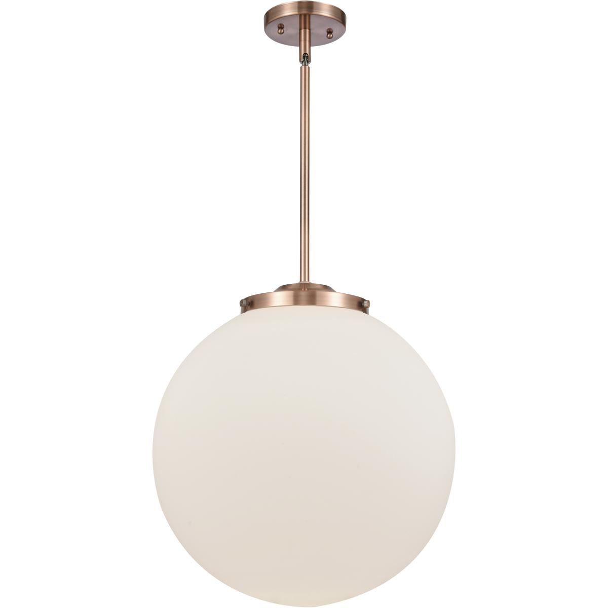 Innovations Lighting 221-1S-AC-G201-16 Franklin Restoration Beacon 1 Light 16 inch Antique Copper Pendant Ceiling Light in Incandescent, Matte White