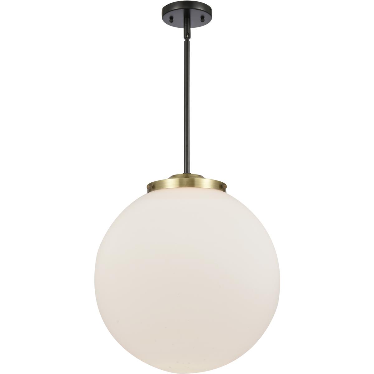 Innovations Lighting 221-1S-BAB-G201-16-LED Franklin Restoration Beacon LED 16 inch Black Antique Brass Pendant Ceiling Light in Matte White