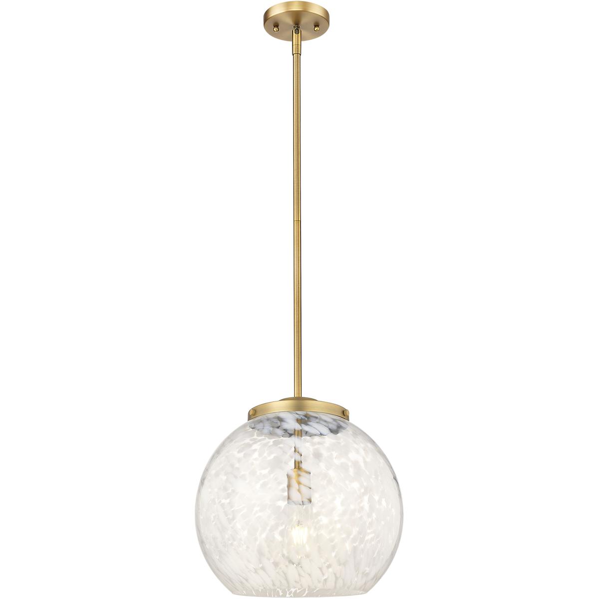 Innovations Lighting 221-1S-BB-G1216-14WM Franklin Restoration White Mouchette 1 Light 13.75 inch Brushed Brass Stem Hung Pendant Ceiling Light
