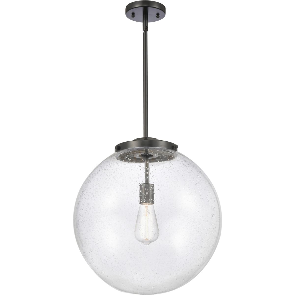 Innovations Lighting 221-1S-BK-G204-16-LED Franklin Restoration Beacon LED 16 inch Matte Black Pendant Ceiling Light in Seedy