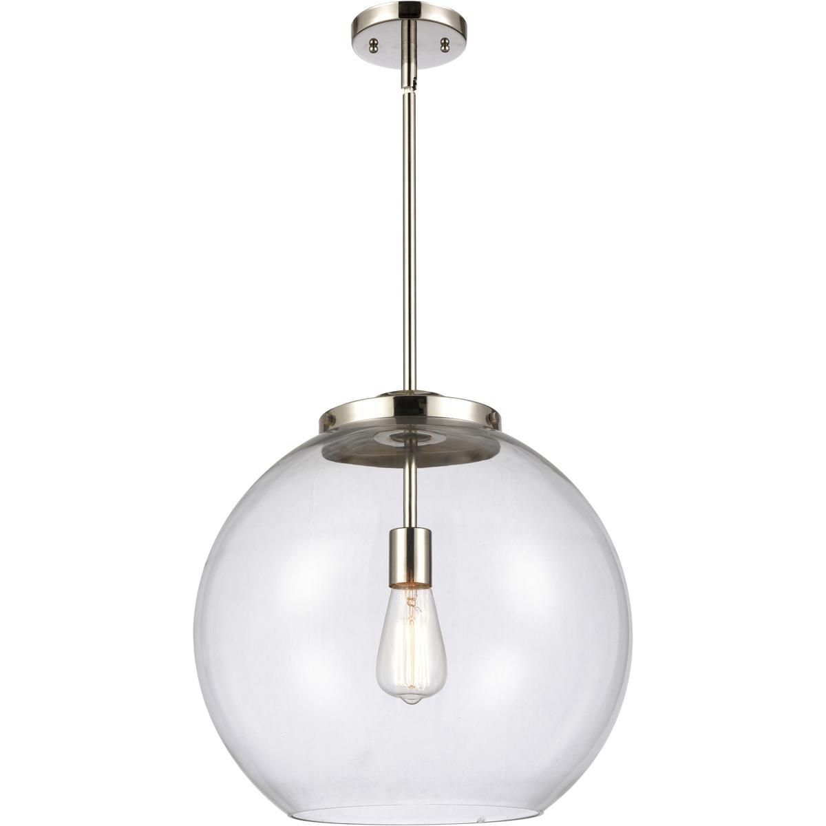 Innovations Lighting 221-1S-PN-G122-16-LED Ballston Athens LED 15.75 inch Polished Nickel Pendant Ceiling Light in Clear