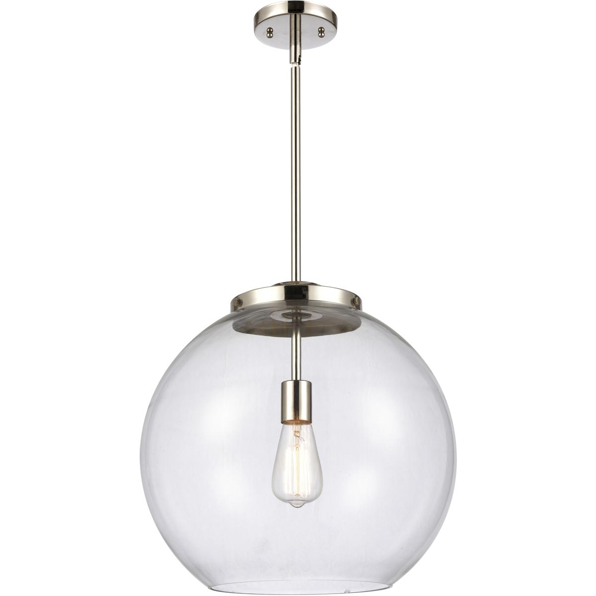 Innovations Lighting 221-1S-PN-G122-16 Ballston Athens 1 Light 15.75 inch Polished Nickel Pendant Ceiling Light in Incandescent, Clear