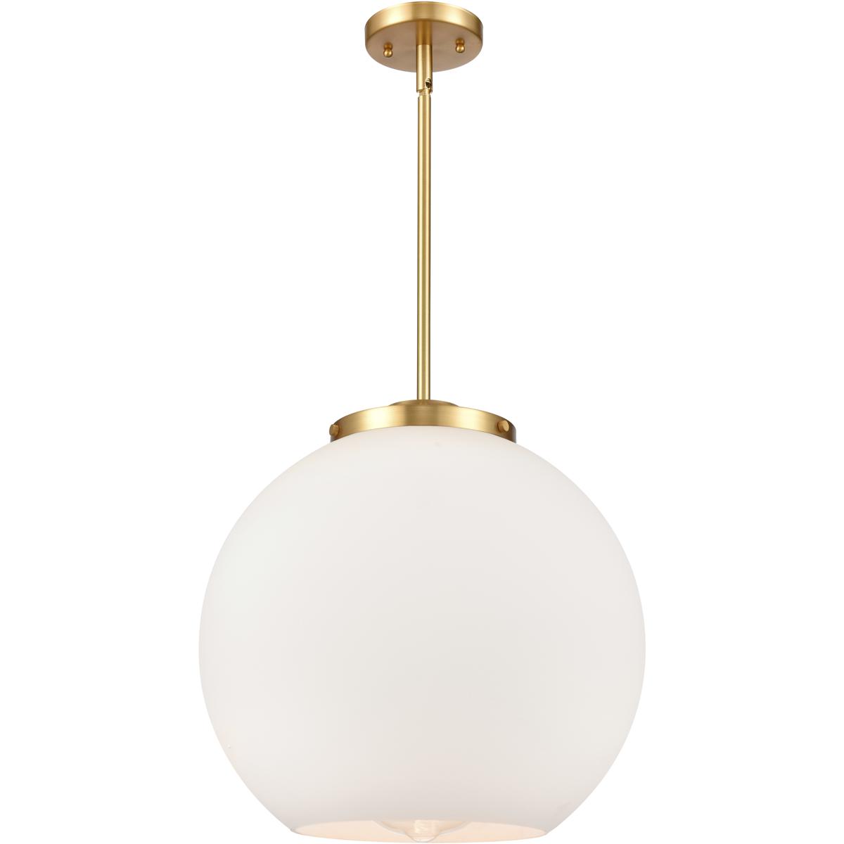 Innovations Lighting 221-1S-SG-G121-16-LED Ballston Athens LED 15.75 inch Satin Gold Pendant Ceiling Light in Matte White