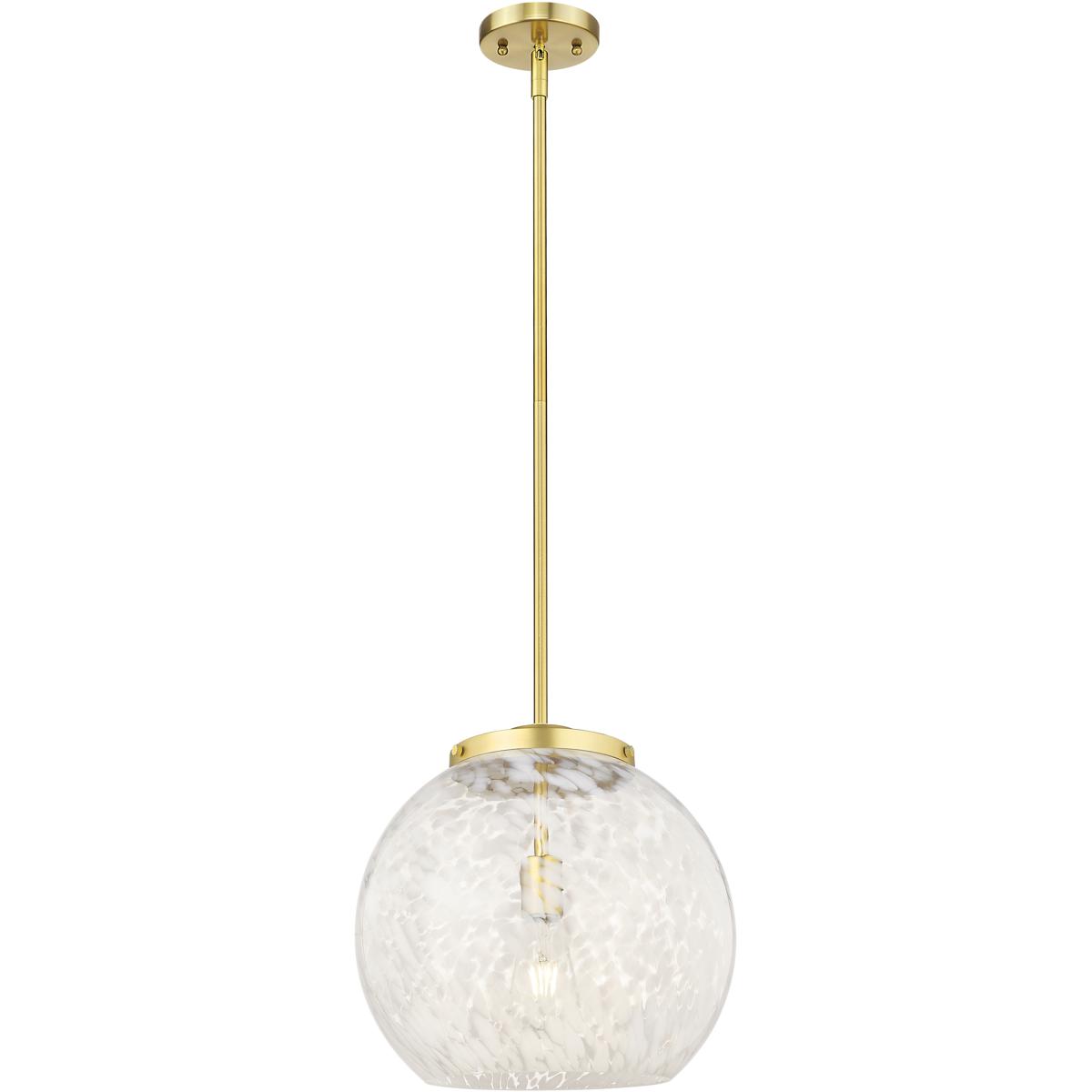 Innovations Lighting 221-1S-SG-G1216-14WM Franklin Restoration White Mouchette 1 Light 13.75 inch Satin Gold Stem Hung Pendant Ceiling Light