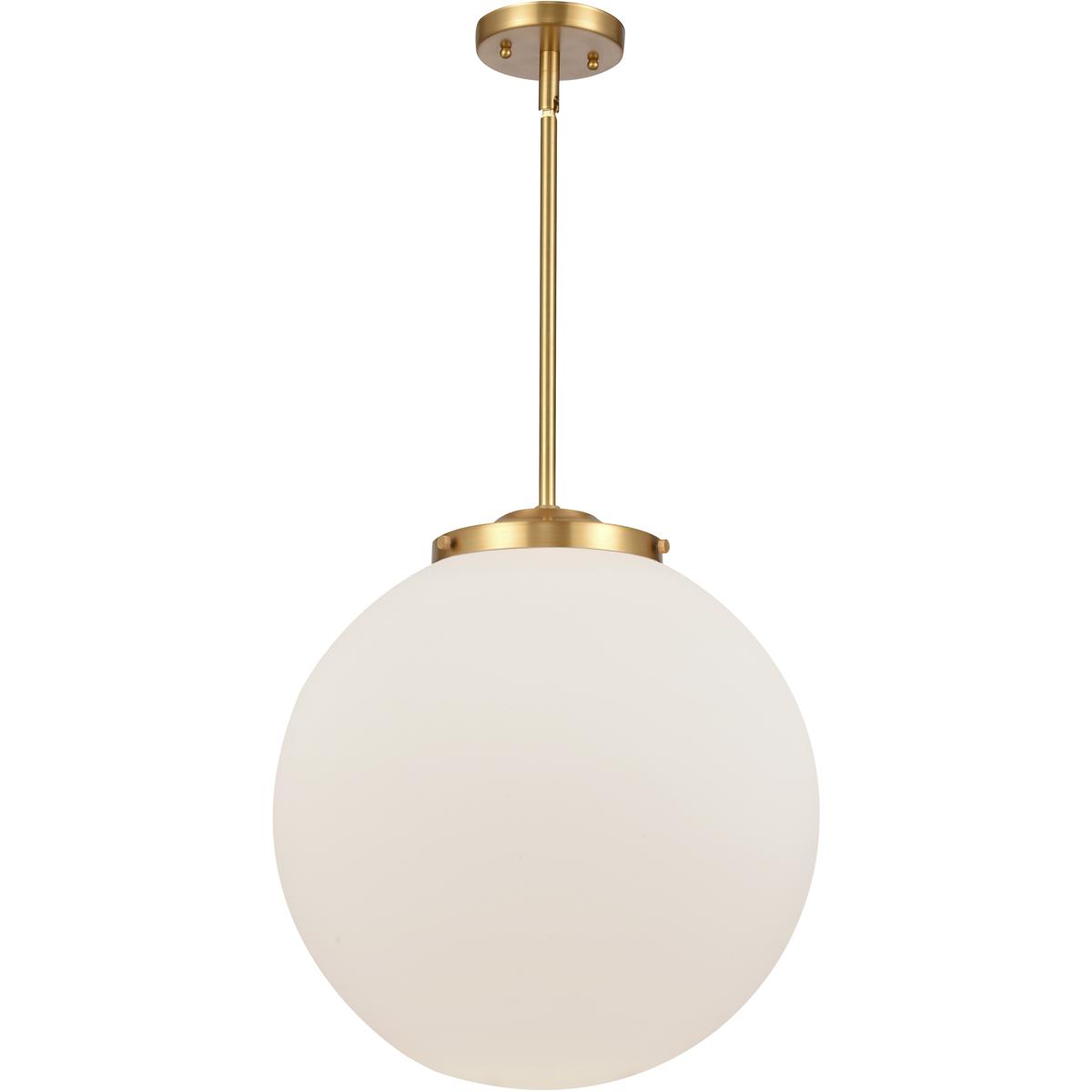 Innovations Lighting 221-1S-SG-G201-16-LED Franklin Restoration Beacon LED 16 inch Satin Gold Pendant Ceiling Light in Matte White