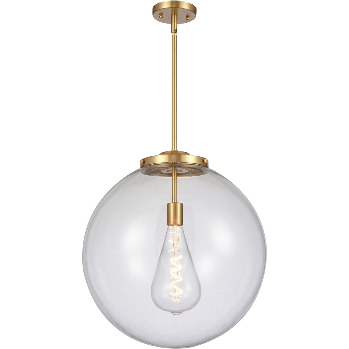 Innovations Lighting 221-1S-SG-G202-18 Franklin Restoration Beacon 1 Light 18 inch Satin Gold Pendant Ceiling Light in Incandescent, Clear