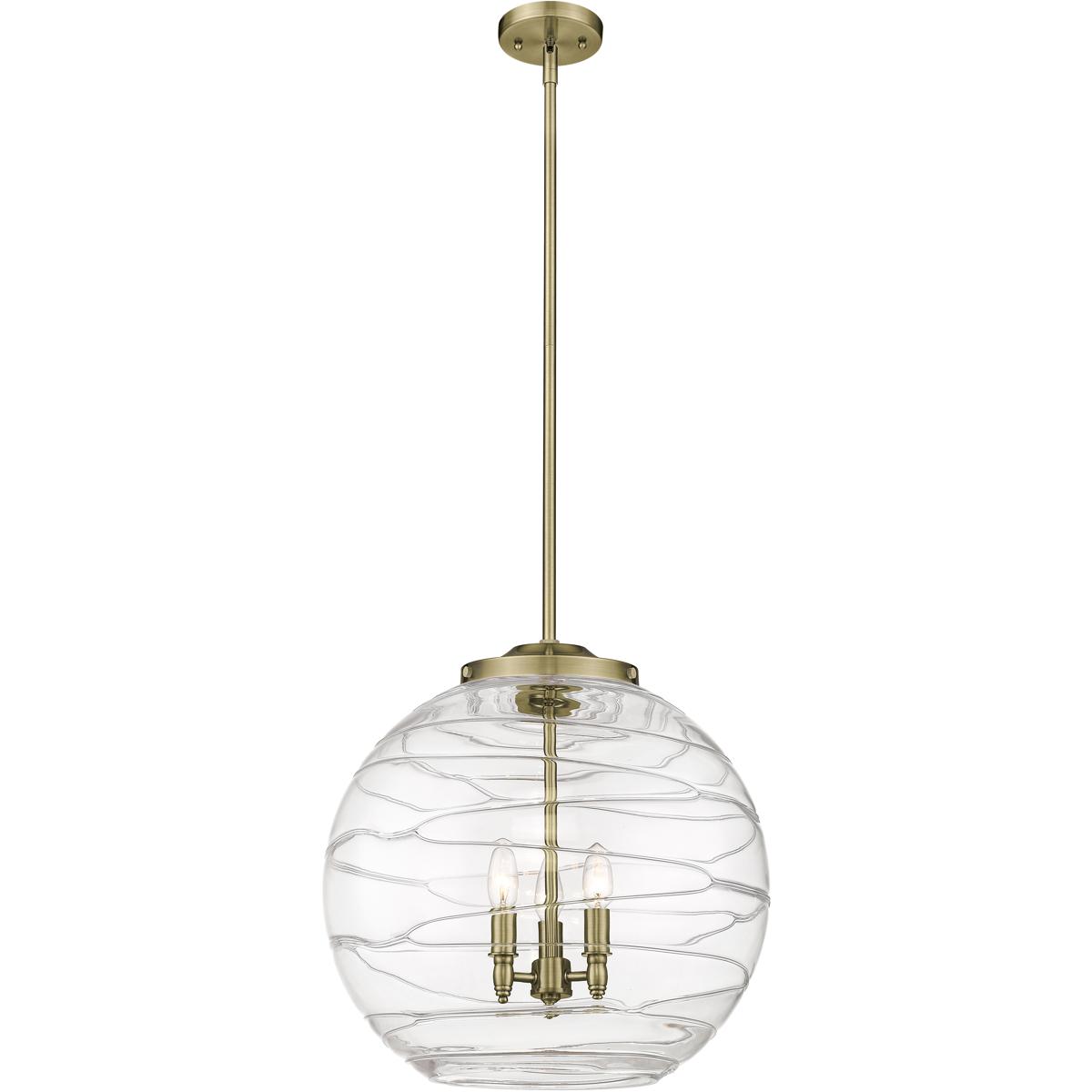 Innovations Lighting 221-3S-AB-G1213-18 Ballston Athens Deco Swirl 3 Light 17.88 inch Antique Brass Statement Pendant Ceiling Light in Incandescent, C