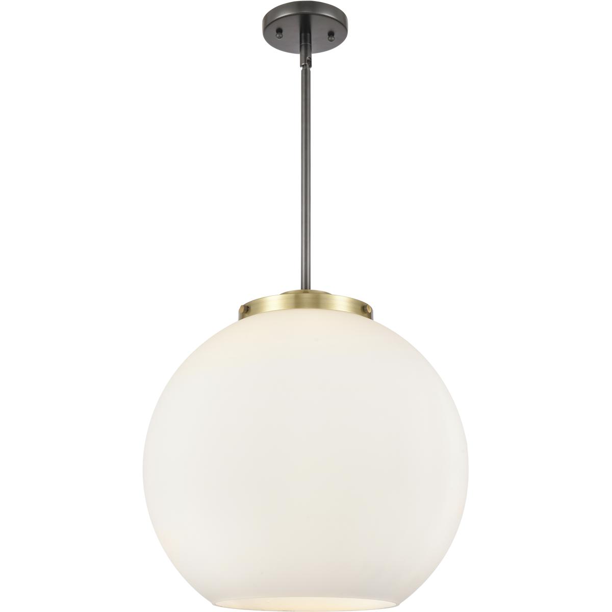 Innovations Lighting 221-3S-BAB-G121-16-LED Ballston Athens LED 15.75 inch Black Antique Brass Statement Pendant Ceiling Light in Matte White