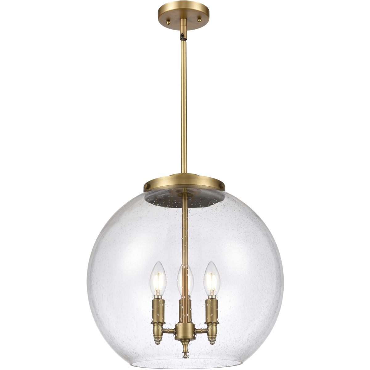 Innovations Lighting 221-3S-BB-G124-16-LED Ballston Athens LED 15.75 inch Brushed Brass Statement Pendant Ceiling Light in Seedy