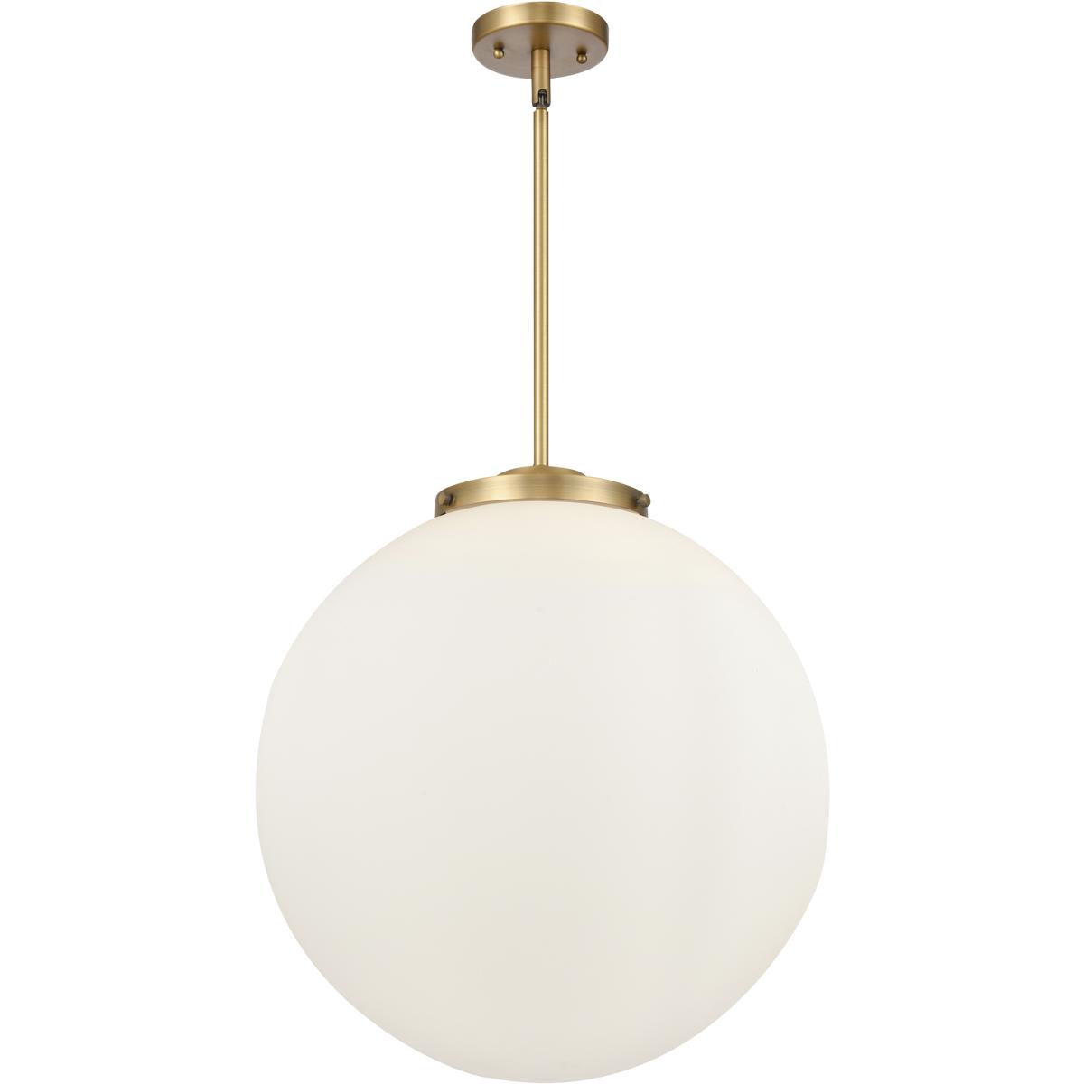 Innovations Lighting 221-3S-BB-G201-18-LED Franklin Restoration Beacon LED 18 inch Brushed Brass Statement Pendant Ceiling Light in Matte White