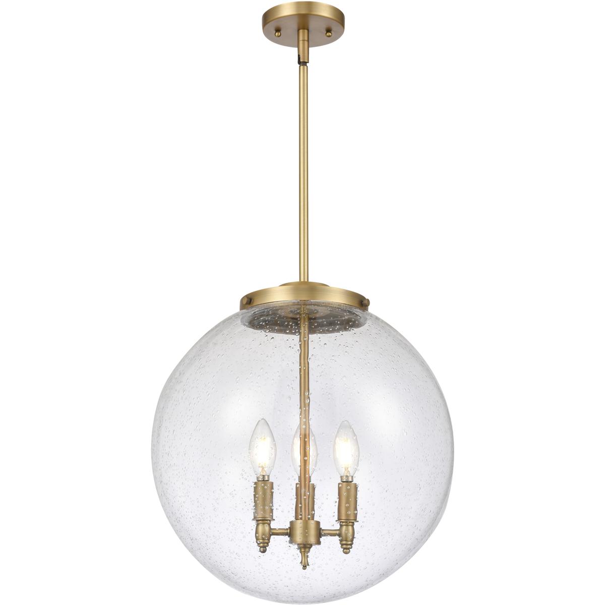 Innovations Lighting 221-3S-BB-G204-16-LED Franklin Restoration Beacon LED 16 inch Brushed Brass Statement Pendant Ceiling Light in Seedy