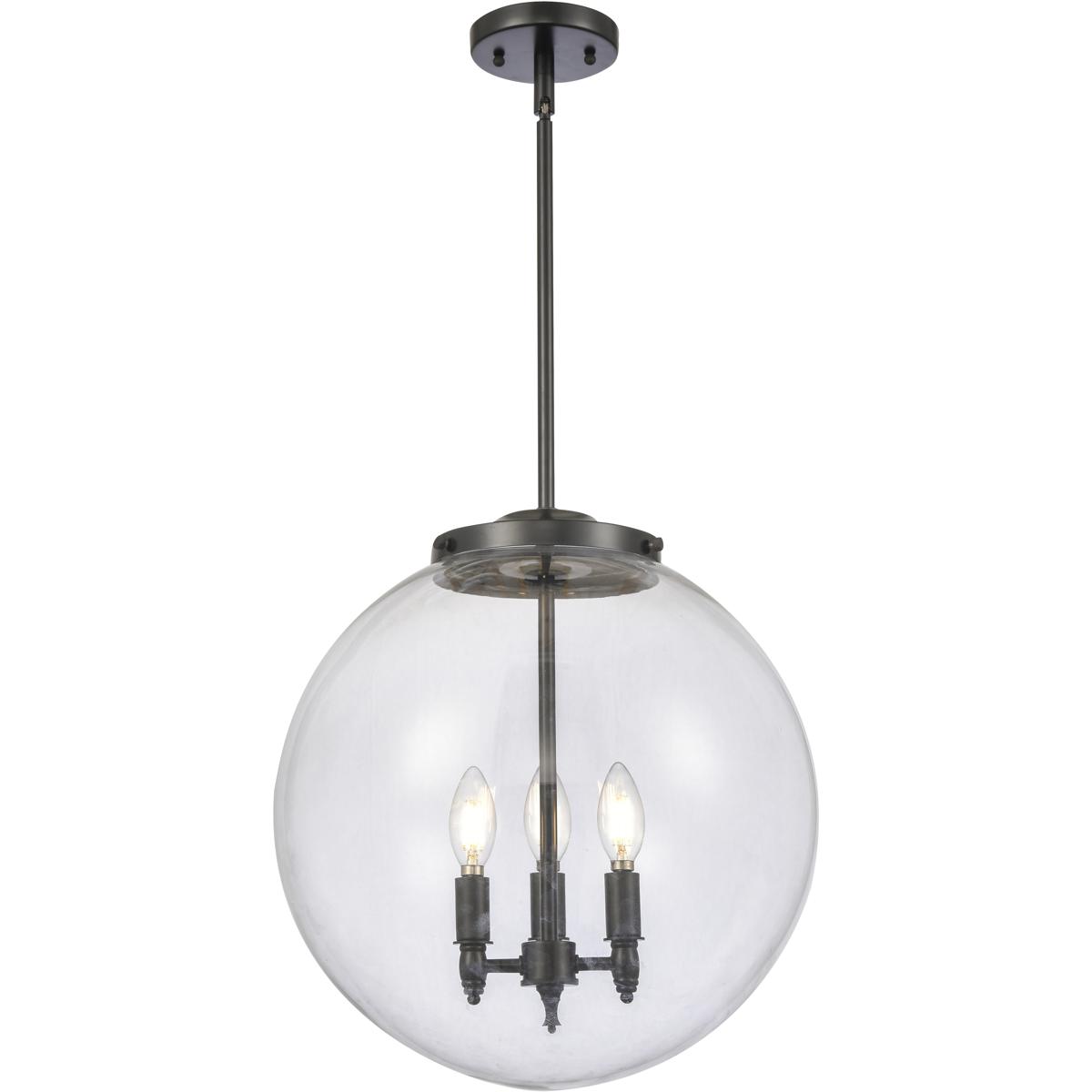 Innovations Lighting 221-3S-BK-G202-16-LED Franklin Restoration Beacon LED 16 inch Matte Black Statement Pendant Ceiling Light in Clear