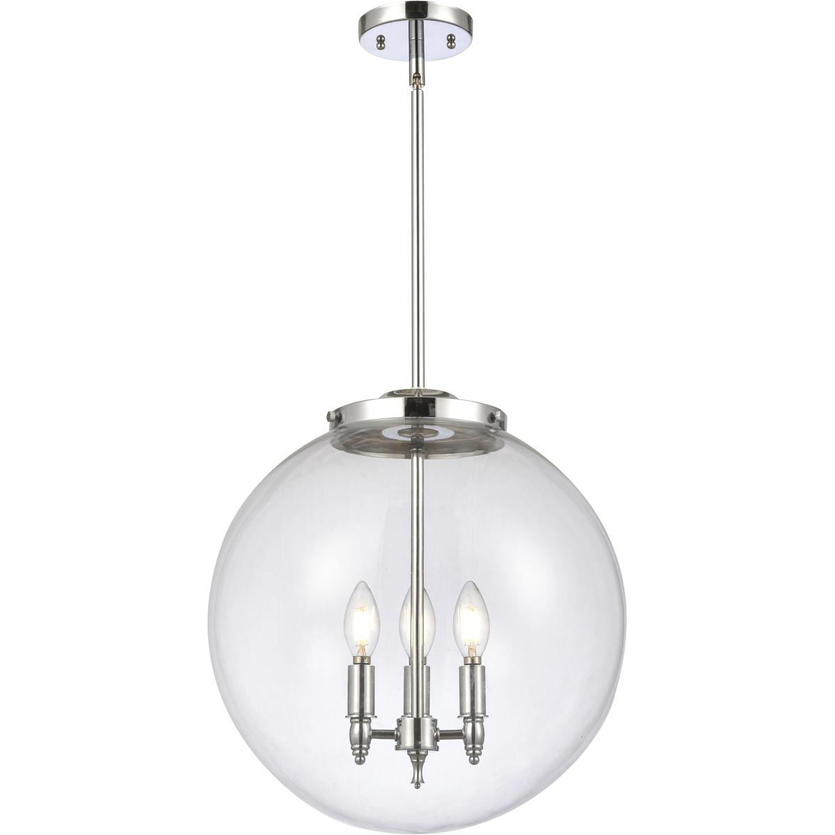 Innovations Lighting 221-3S-PC-G202-16-LED Franklin Restoration Beacon LED 16 inch Polished Chrome Statement Pendant Ceiling Light in Clear