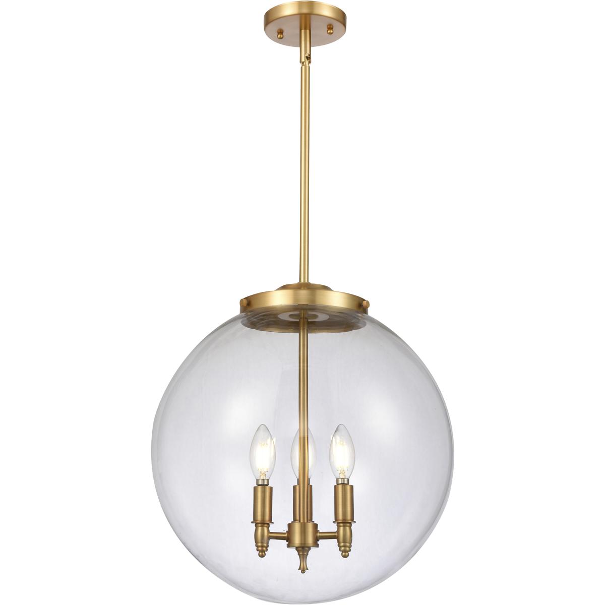 Innovations Lighting 221-3S-SG-G202-16 Franklin Restoration Beacon 3 Light 16 inch Satin Gold Statement Pendant Ceiling Light in Incandescent, Clear