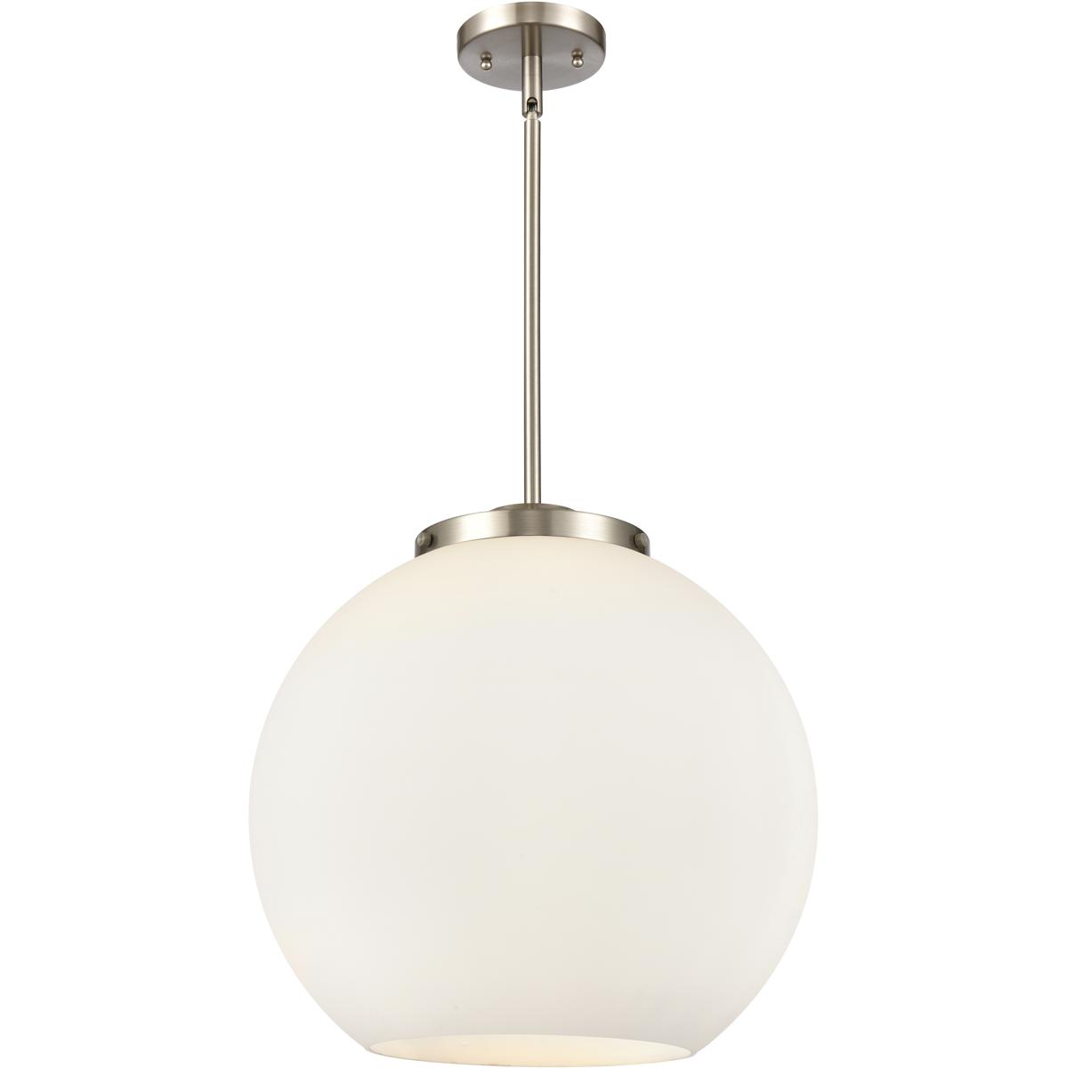Innovations Lighting 221-3S-SN-G121-16-LED Ballston Athens LED 15.75 inch Brushed Satin Nickel Statement Pendant Ceiling Light in Matte White